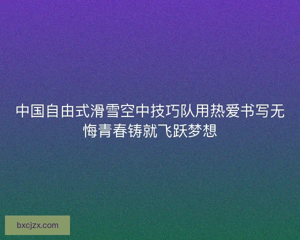 中国自由式滑雪空中技巧队用热爱书写无悔青春铸就飞跃梦想