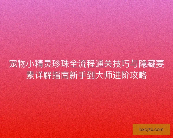 宠物小精灵珍珠全流程通关技巧与隐藏要素详解指南新手到大师进阶攻略