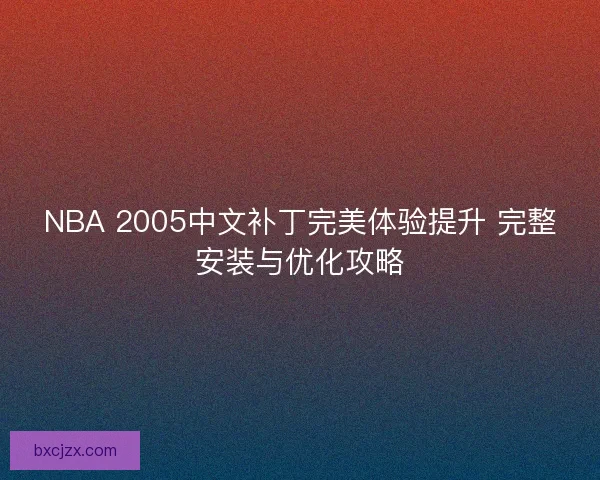 NBA 2005中文补丁完美体验提升 完整安装与优化攻略